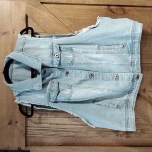 HWY jeans Distressed Jean Vest Size 2X